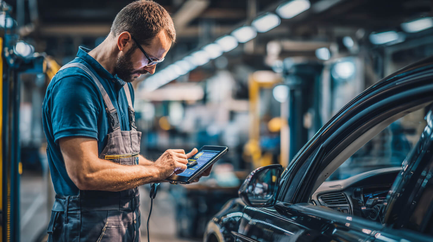 Specialist programmeert een verloren autosleutel opnieuw en verwijdert oude sleutels uit het systeem.