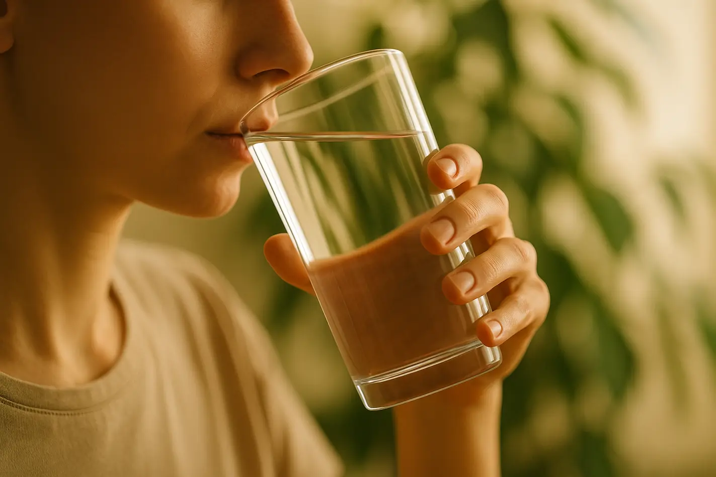 Hand drinkt water - hoe snel werkt gezondheid